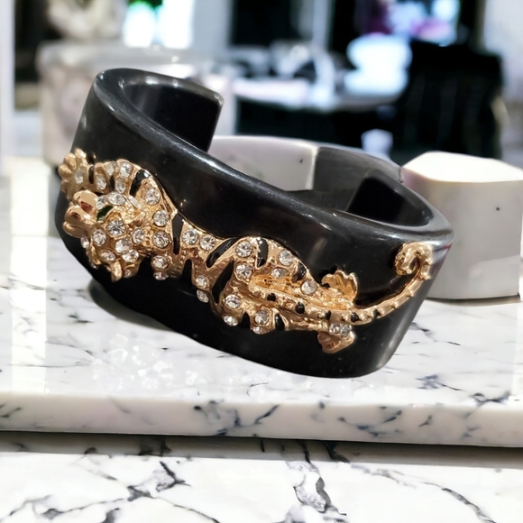 Fun Jeweled Panther Cuff Bracelet - Picture 3 of 4